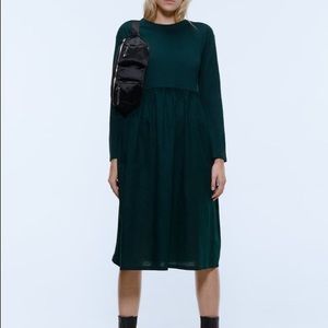 Zara Long Sleeve Below Knee Ruffled Dress